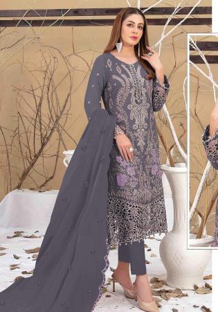 Picture of Georgette Dark Slate Grey Straight Cut Salwar Kameez