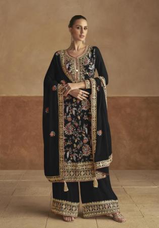 Picture of Radiant Chiffon Black Straight Cut Salwar Kameez