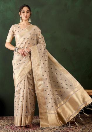 Picture of Lovely Organza Beige Saree