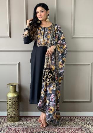 Picture of Marvelous Silk Black Readymade Salwar Kameez