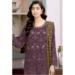 Picture of Georgette Dark Olive Green Straight Cut Salwar Kameez