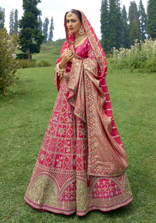 Picture of Elegant Silk Indian Red Lehenga Choli