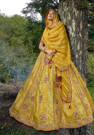 Picture of Beautiful Silk Dark Golden Rod Lehenga Choli