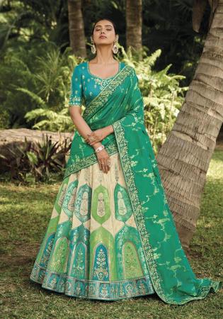 Picture of Pleasing Georgette & Silk Dark Cyan Lehenga Choli