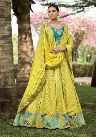 Picture of Pretty Georgette & Silk Golden Rod Lehenga Choli