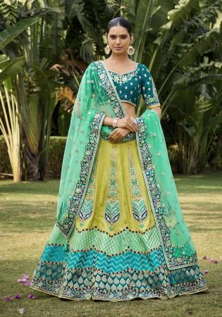 Picture of Well Formed Georgette & Silk Dark Khaki Lehenga Choli