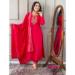 Picture of Rayon & Chiffon Red Readymade Salwar Kameez