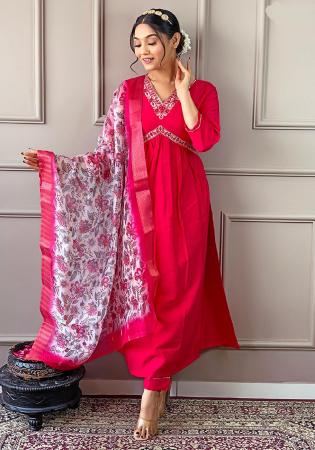 Picture of Rayon & Chiffon Salmon Readymade Salwar Kameez