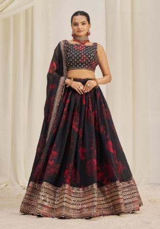 Picture of Excellent Organza Black Lehenga Choli