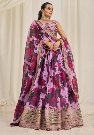 Picture of Excellent Organza Pink Lehenga Choli