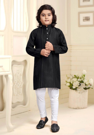 Picture of Pleasing Cotton Dark Slate Grey Kids Kurta Pyjama