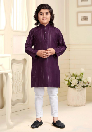 Picture of Excellent Cotton Purple Kids Kurta Pyjama