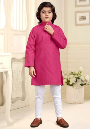 Picture of Beauteous Cotton Pink Kids Kurta Pyjama