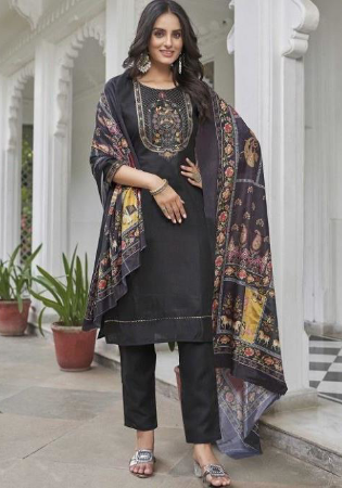 Picture of Charming Cotton Black Readymade Salwar Kameez