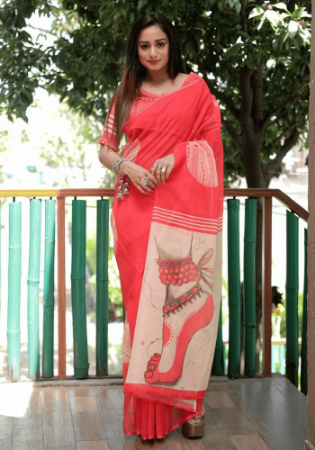 Picture of Sublime Linen Crimson Saree