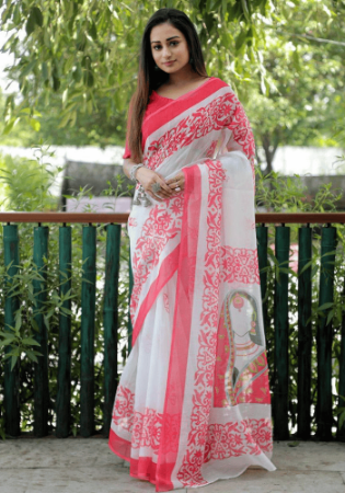 Picture of Comely Linen White Saree