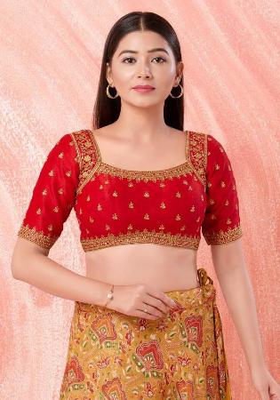 Picture of Alluring Silk Dark Red Designer Blouse