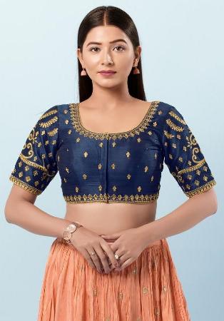 Picture of Taking Silk Midnight Blue Designer Blouse