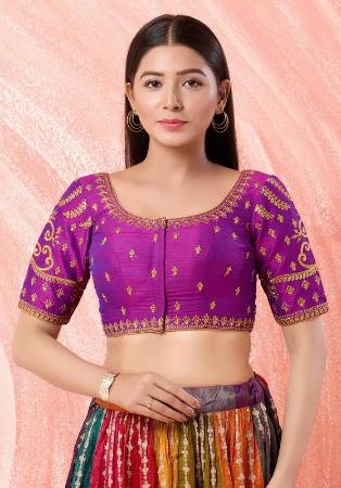 Picture of Graceful Silk Purple Designer Blouse