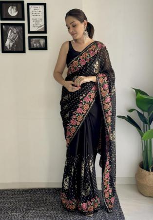 Picture of Magnificent Georgette Black Saree