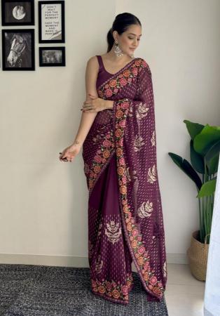 Picture of Exquisite Georgette Brown Saree