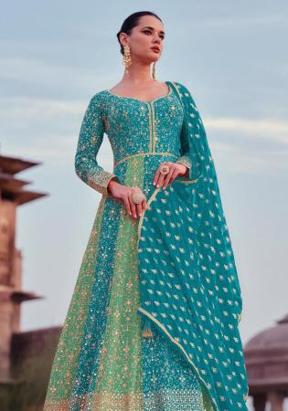 Picture of Ideal Georgette Cadet Blue Anarkali Salwar Kameez