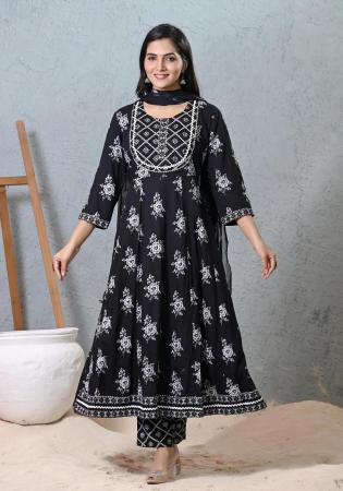 Picture of Shapely Rayon Black Readymade Salwar Kameez