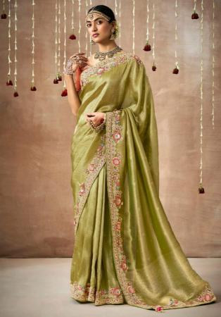 Picture of Marvelous Silk & Organza Dark Khaki Saree