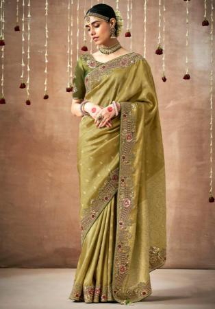 Picture of Splendid Silk & Organza Dark Khaki Saree