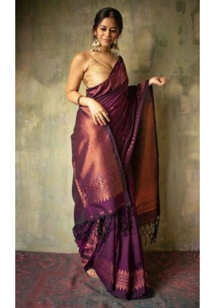 Picture of Fine Silk Saddle Brown Saree