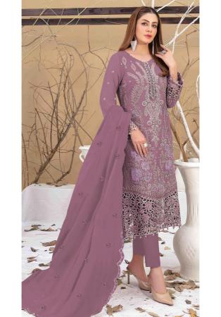 Picture of Appealing Georgette Grey Straight Cut Salwar Kameez