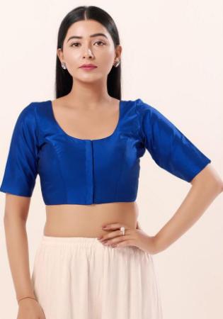 Picture of Nice Chiffon Navy Blue Designer Blouse