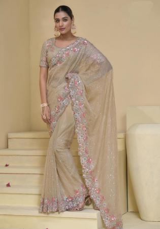 Picture of Amazing Chiffon Beige Saree