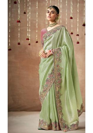 Picture of Good Looking Silk Dark Sea Green Saree