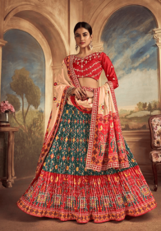 Picture of Sublime Satin & Silk Dark Slate Grey Lehenga Choli