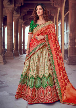 Picture of Pleasing Silk Dark Red Lehenga Choli