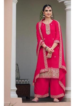 Picture of Georgette Light Coral Straight Cut Salwar Kameez