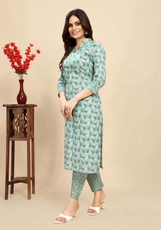 Picture of Statuesque Cotton Dark Sea Green Kurtis & Tunic