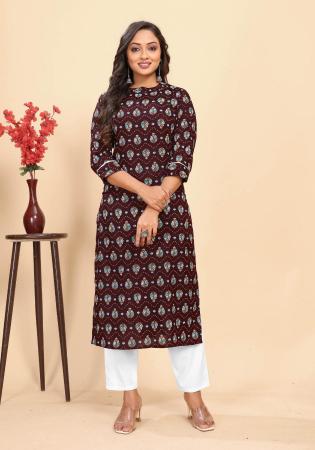 Picture of Pleasing Rayon Dark Olive Green Kurtis & Tunic