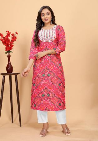 Picture of Ravishing Rayon Pale Violet Red Kurtis & Tunic