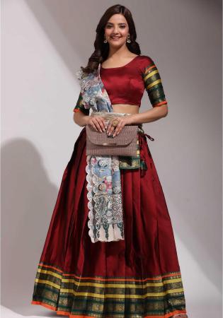 Picture of Superb Silk Maroon Lehenga Choli