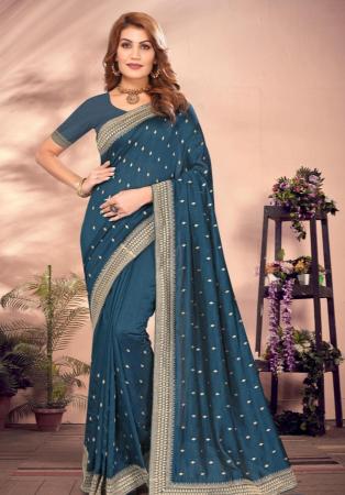 Picture of Delightful Georgette Slate Grey Saree