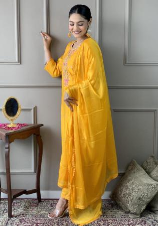 Picture of Alluring Chiffon Golden Readymade Salwar Kameez