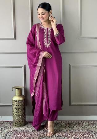 Picture of Classy Chiffon Maroon Readymade Salwar Kameez