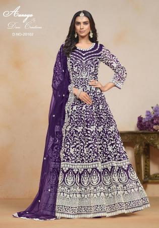 Picture of Nice Net Midnight Blue Anarkali Salwar Kameez