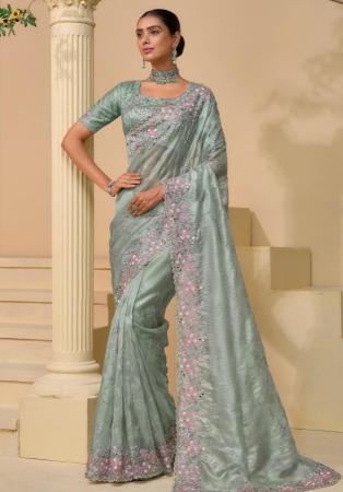 Picture of Magnificent Silk Dark Sea Green Saree