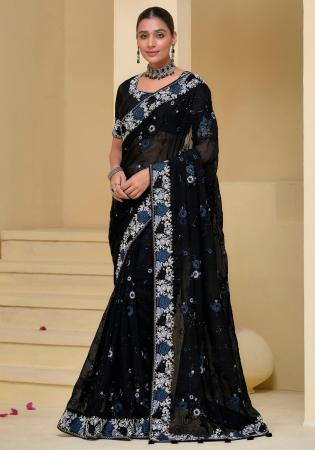 Picture of Delightful Silk Black Saree