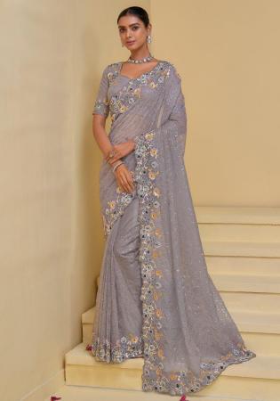 Picture of Magnificent Silk Grey Saree