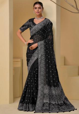 Picture of Sightly Silk Black Saree