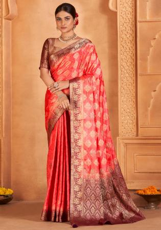 Picture of Alluring Satin & Silk Dark Red Saree